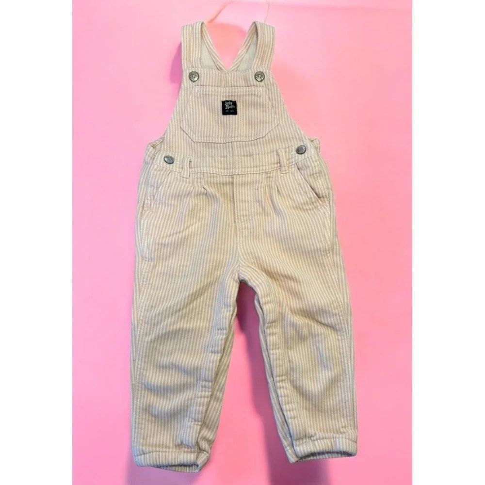 Vintage Oshkosh Pink Pinstriped Overalls Girls‎ Size 24 Months EUC